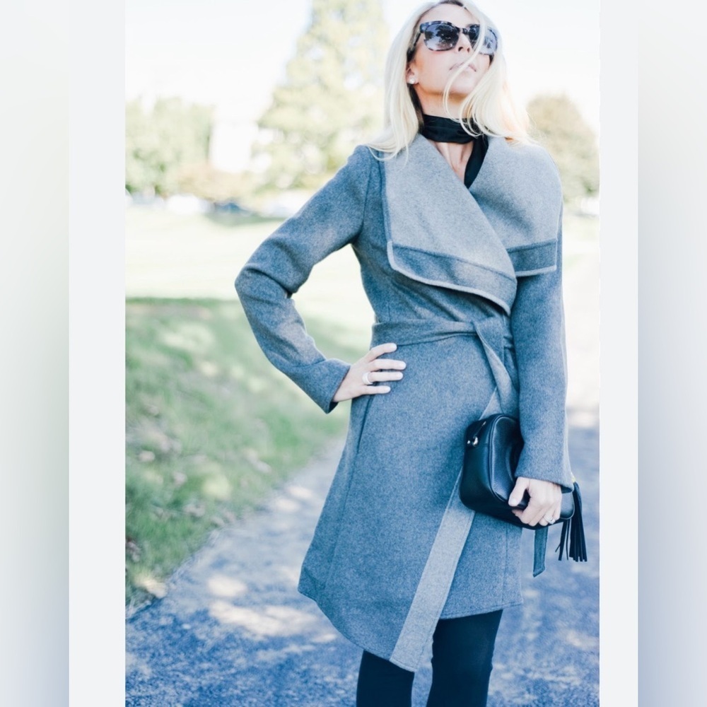 Lucky Brand Wool Blend Wrap Coat Gray Size Small